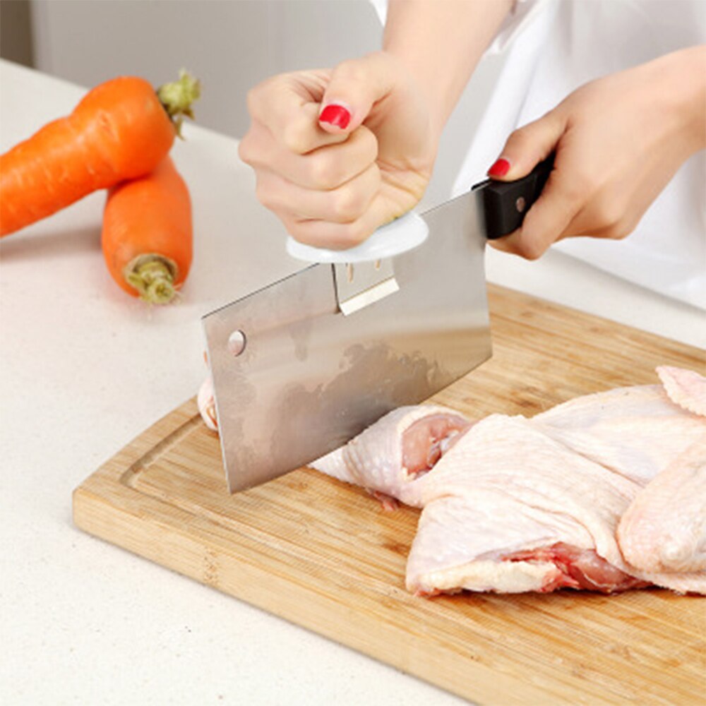 Kitchen chopping aids stainless steel tool holder helps cut chicken bones chopped auxiliary knife holder kitchen knife cap: Default Title