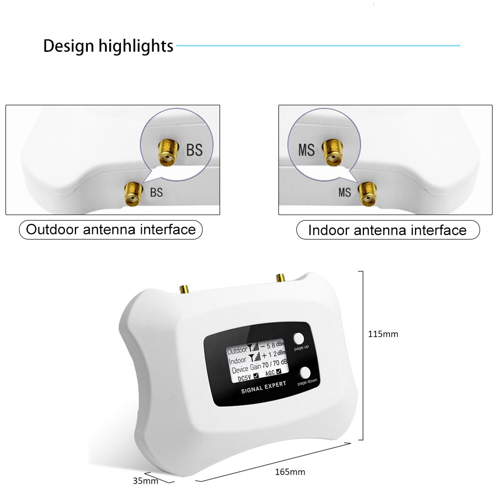 Smart LCD Display CDMA 850mhz Mobile Phone Signal Repeater 850 Mhz 3G UMTS Cellular Signal Booster Amplifier Antenna 70dB Gain