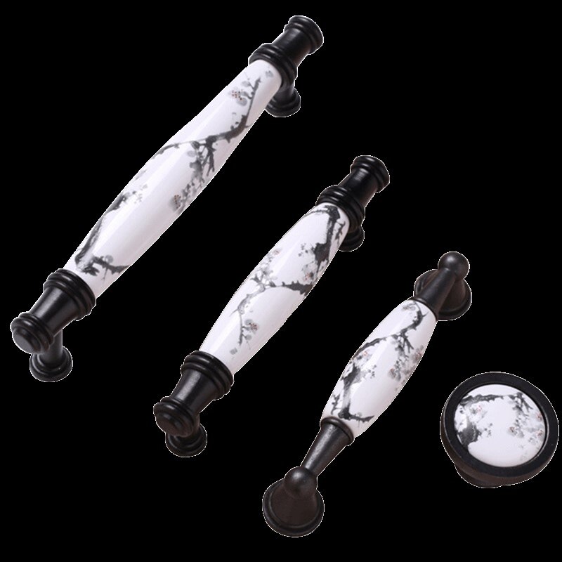 Poignée encastrée en plastique pour amélioration de l'habitat, modèle chinois de meubles Vintage en marbre noir et blanc