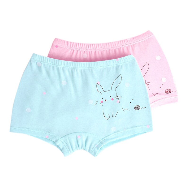 Meisjes Ondergoed Kinderen 2Pcs Solid Katoen Cartoon Print Slipje Boxer Briefs Shorts Peuter Kids Bottoms