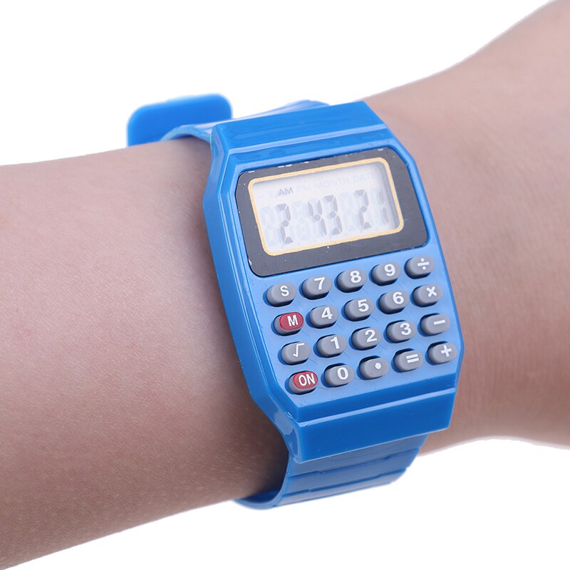 LED Calculator Watch Electronic Digital Chronograph Computer Kids Children Boys Girls Sport Rubber Wrist Watches