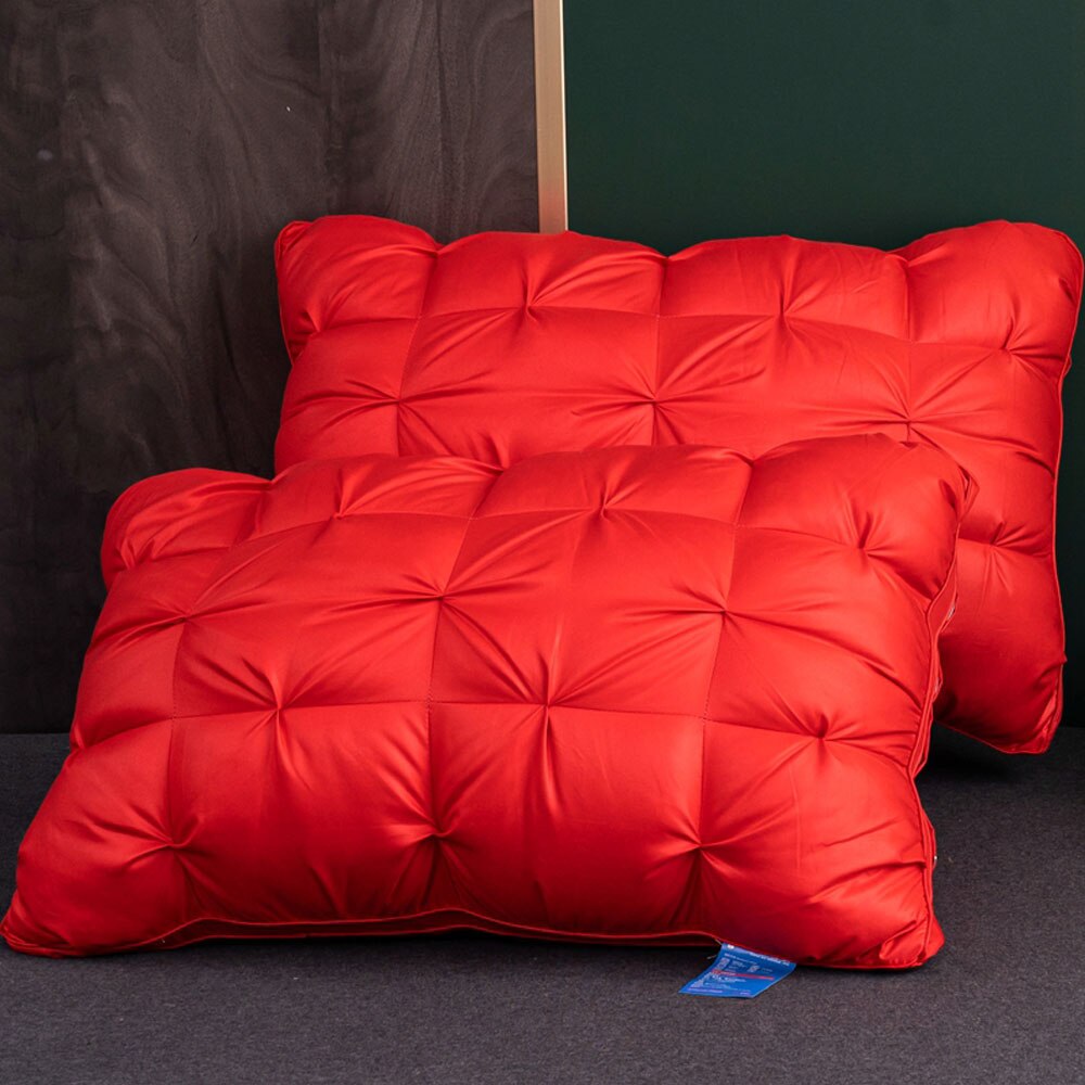 Coussin de sieste confortable à haute résilience, à fleurs tordues, pour la maison, l'hôtel, le bureau, pour étudiants, bon sommeil, soulage les muscles: Red / 48x74cmx2pcs