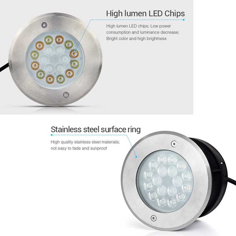 Miboxer SYS-RD2 9W RGB+CCT LED Underground Light IP68 Waterproof Wireless Remote Control Subordinate Lamp