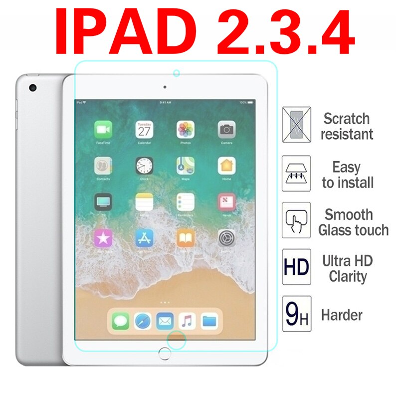 Tempered Glass Film Screen Protector for iPad 6th 5th Generation Air Air2 Pro 9.7 Protective Film Glass for ipad 5 6: IPAD 2.3.4