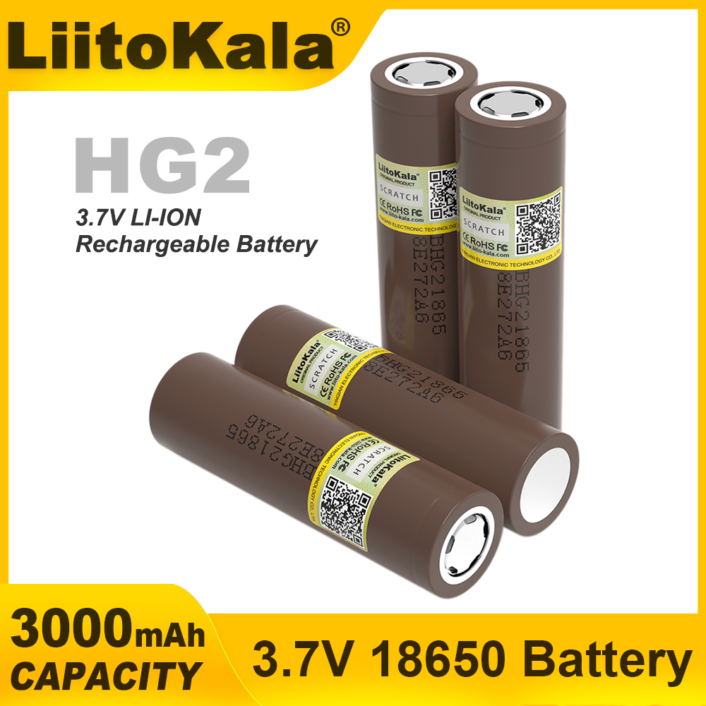 Liitokala 18650 Battery HG2 3000mAh 3.6V Lithium Continuous Discharge 20A Dedicated Electronic Power Battery