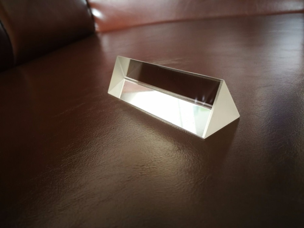 30*30*100mmTriangular Prism BK7 Optical Prisms Glass Physics Teaching Refracted Light Spectrum Rainbow Children Students
