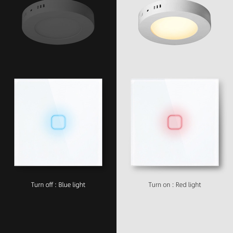 Atlectric Sensor Touch Switch Crystal Glass Panel Wall Light Switches EU Standard 1/2/3 gang 1Way Switch With LED Back Light