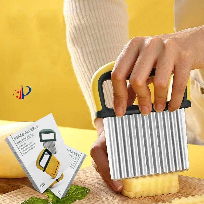 Stainless Steel Cutting Wave Shape Potato Chips French Fries Vegetable Potato Cutting Carrots Potato Grid Slicer Kitchen Tools