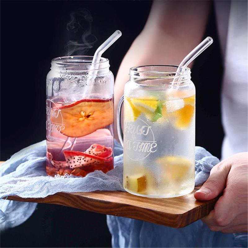 1 Juego de pajitas de vidrio reutilizables, pajilla recta reutilizable, Pajita para beber con cepillo de limpieza y paño de limpieza para bebidas frías y calientes