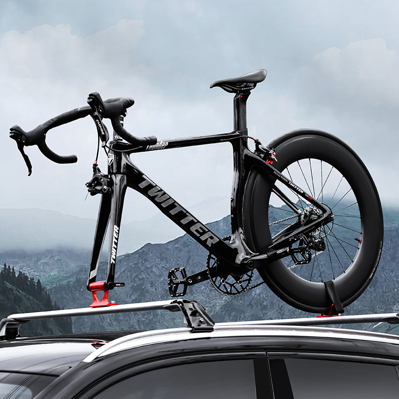 MUQZI Gabelmontage Fahrradträger Auto Dachträger Steckachse Halfter für SUV LKW Bett und Gestell Lagerung Schnellspanner Dach Fahrradhalterung