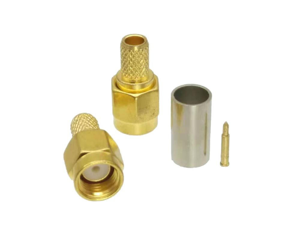 10pcs connector SMA male Plug crimp RG58 RG142 LMR195 RG400 straight