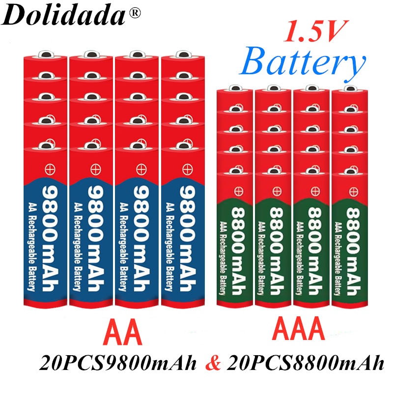 1.5V AAA 8800mAh Alkaline battery + 1.5V AA 9800mAh Alkaline Rechargeable battery aa&aaa for led light toy mp3