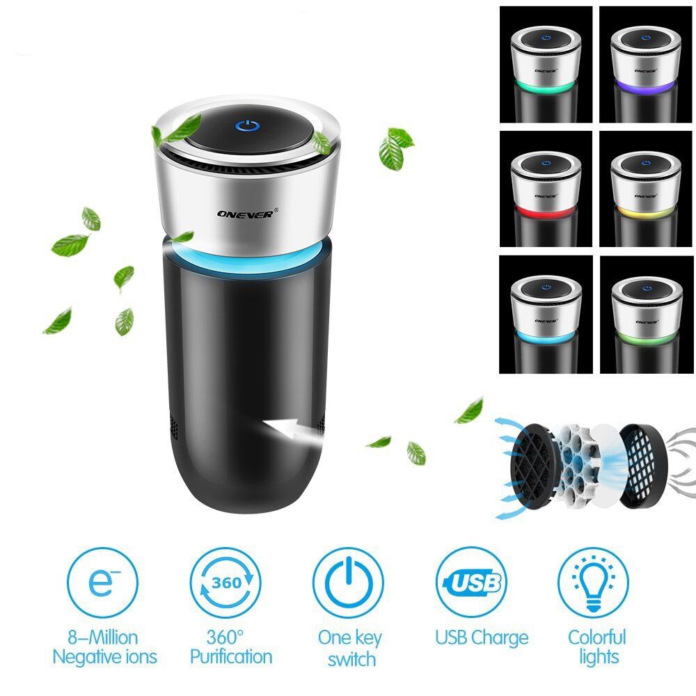TiOODRE-purificador de aire PowerfulCar, ambientador de aire ionizado de iones negativos de 12V, nebulizador automático, taza de eliminación Pm2.5, cargador de coche