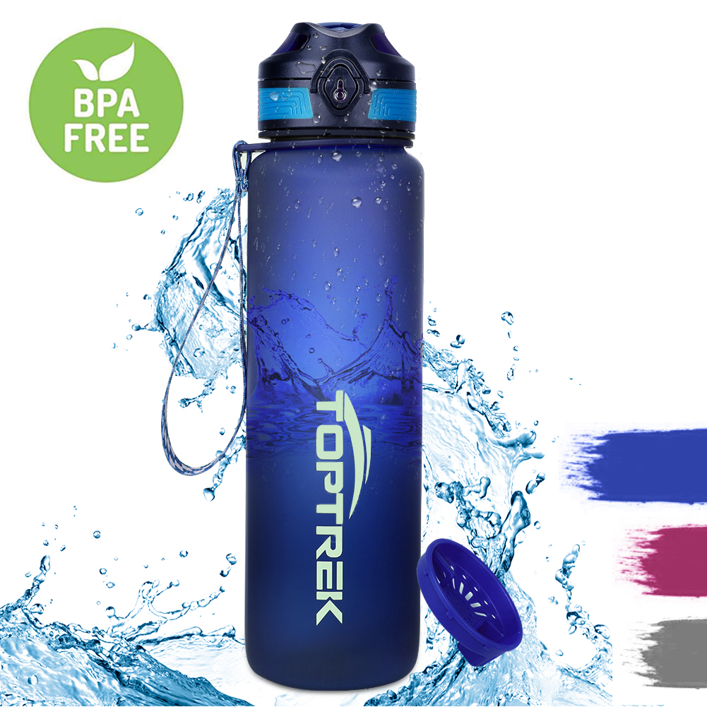 Toptrek urheilu vesipullo 650ml/1000ml bpa ilmaiset juomavälineet ulkokäyttöinen juomavesipullo proteiiniravistin vuotamaton juomapulloni