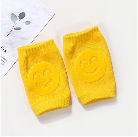 1 Paar Baby Kniebeschermers Antislip Kniebeschermers Kids Veiligheid Kruipen Elleboog Kussen Baby Peuter Knieschijf Bescherming Baby been Warmer: smile yellow