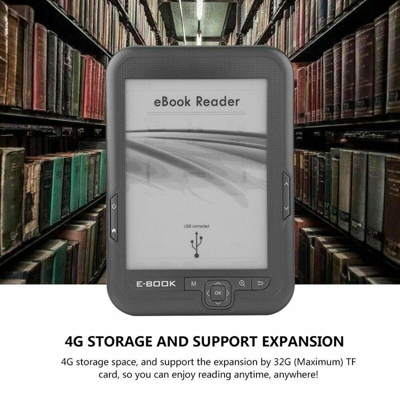 6 pouces 4GB Ebook lecteur e-ink capacitif E livre lumière Eink Sn E-Book e-ink E-Reader MP3 avec étui, WMA PDF HTML