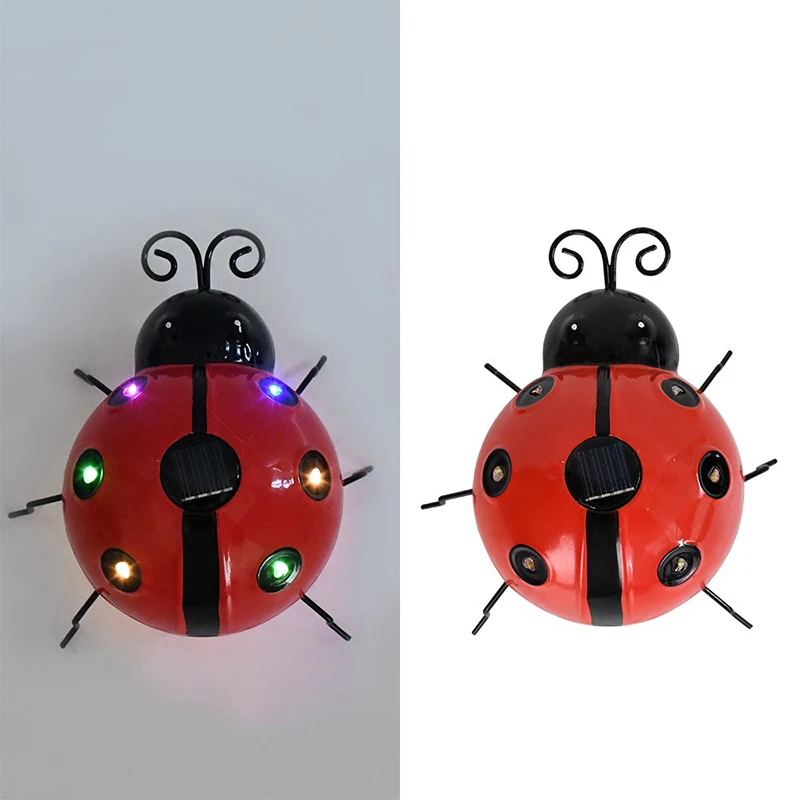 Solar Lights Outdoor Waterproof Ladybird Simulation Animal Garden Hanging LED Solar Lamp Garden Lawn Tree Landscape Decoration: Orange / 6-10W
