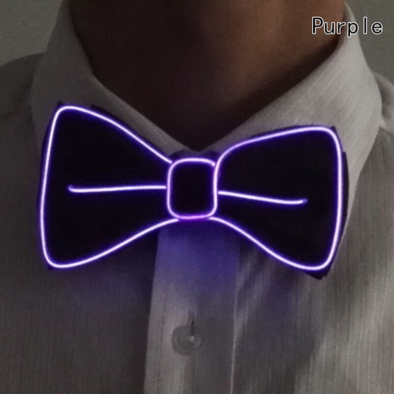 Men LED Wire Flashing Light Up Bow Tie Luminous Bow Tie Necktie For Men Club Wedding Dance Party Christmas Year: Purple
