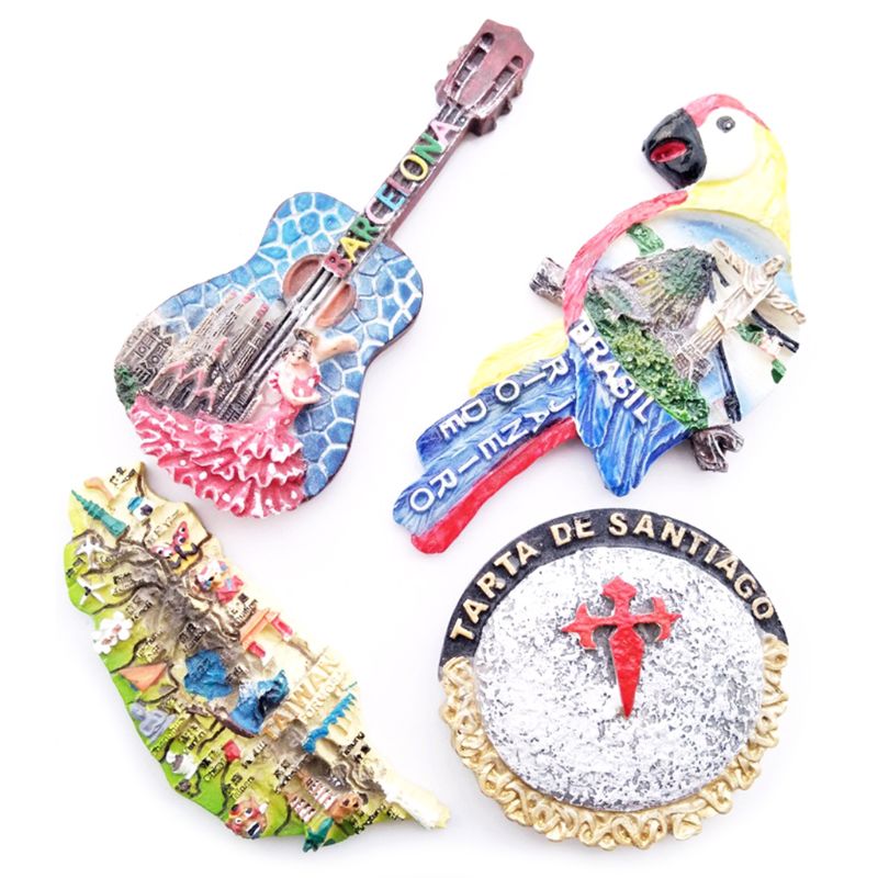 3D Resin Fridge Magnet Taiwan Brazil Chile Spain Tourist Souvenir Refrigerator Magnetic Decals Sticker DIY Home Decoration