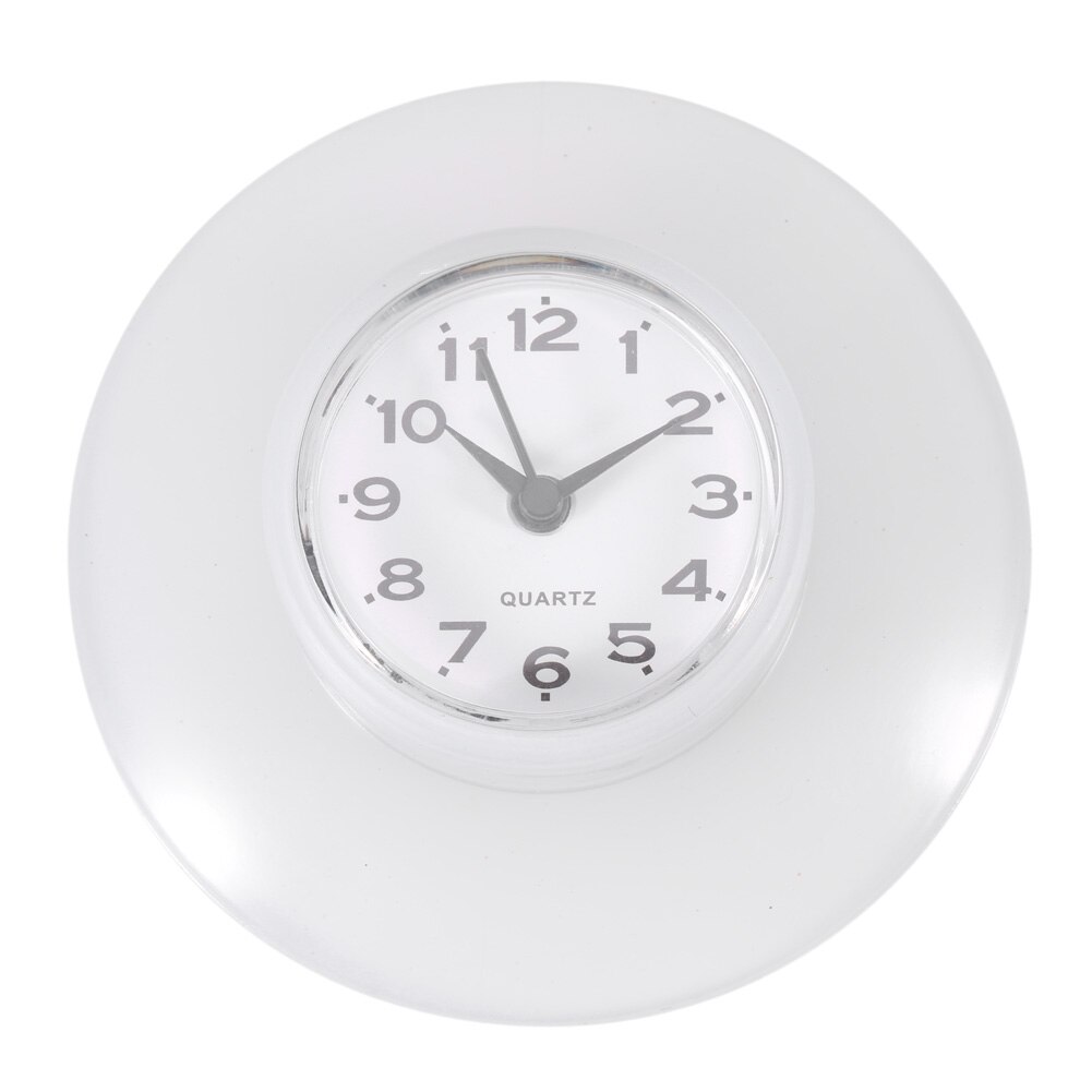 Salle de bain cuisine miroir ventouse horloge murale douche étanche Quartz horloges décoration: WHITE