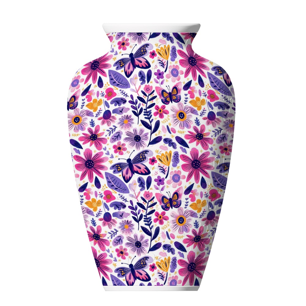 3D Puzzle Vase Waterproof Artistic Flower Arrangement Vase Building Block Arrange Flowers Home Decoration Vase: Brown