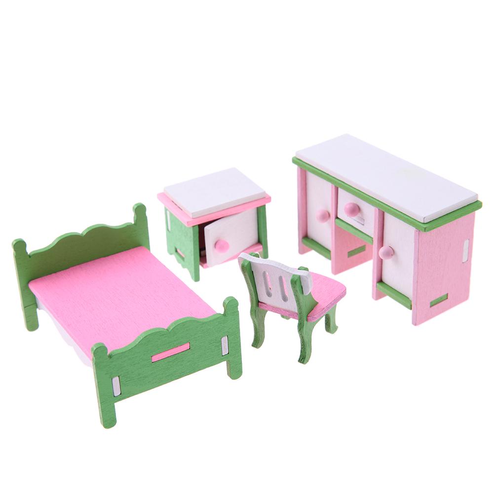 Simulation Miniature Wooden Furniture Toys Dolls Kids Baby Room Play Toy Furniture DollHouse Wood Furniture Set For Dolls: G