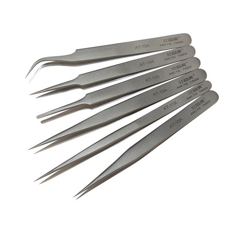 Lige tip pincet præcision lodning rustfri pincet industrielle pincet rustfrit stål pincet buet værktøj