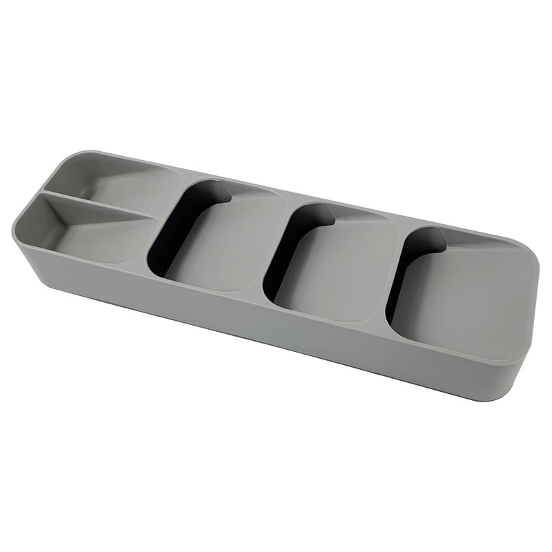 Küche Besteck Schublade Organizer Trocknen Besteck Tablett Löffel Teiler Lager Kasten Gabeln Lagerung Behälter für Küche Utensilien: Löffel Kasten-grau