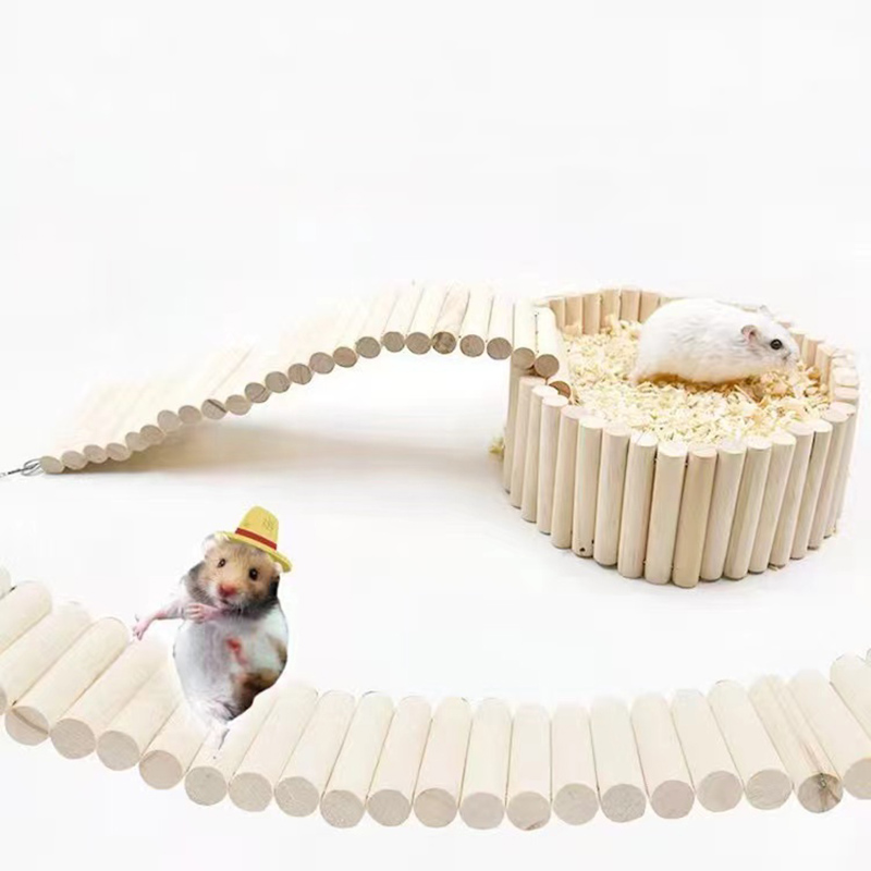 Hamster Bridge Wooden Hiding Bridge Small Animal Climbing Toys Suspension Bridge Ladder For Guinea Pig Gerbils Mice Rats