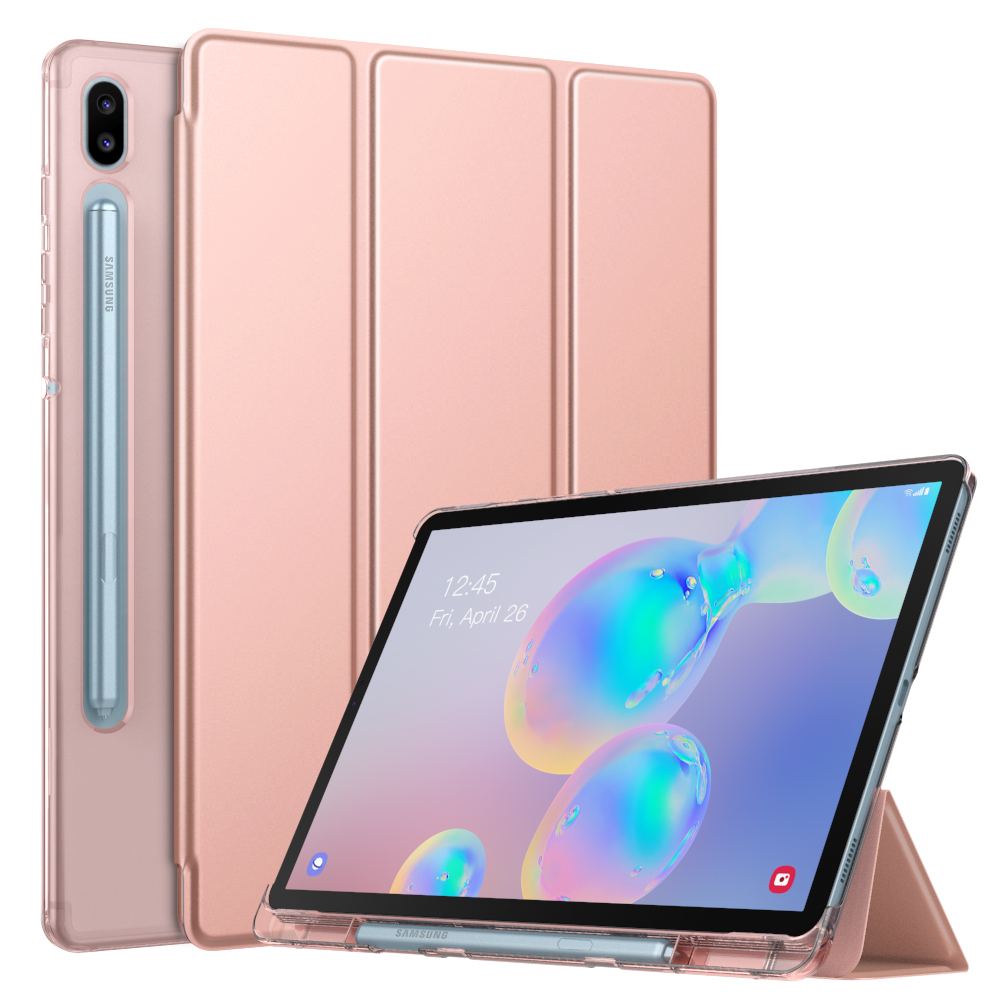 Case For Samsung Galaxy Tab S6 10.5 ,Ultra Thin Slim Shell Trifold Stand Cover with Frosted Back with Auto Wake & Sleep: Rose Gold