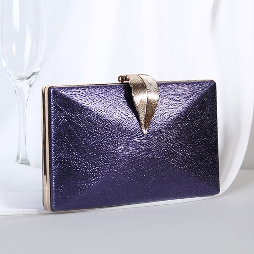 nouvelles femmes fête soirée pochettes PU chaîne épaule sacs à main feuille serrure métal soirée sac à main messager bandoulière sacs: Purple