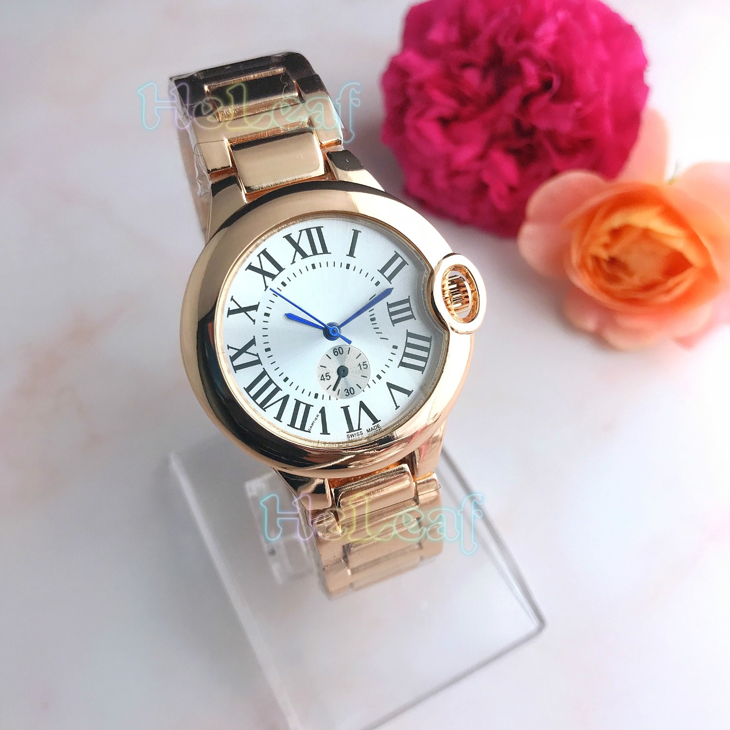 Silver Gold Stainless brand Watch Quartz Wrist Watches Ladies Girls Famous Female Clock Montre Femme reloj: Rose