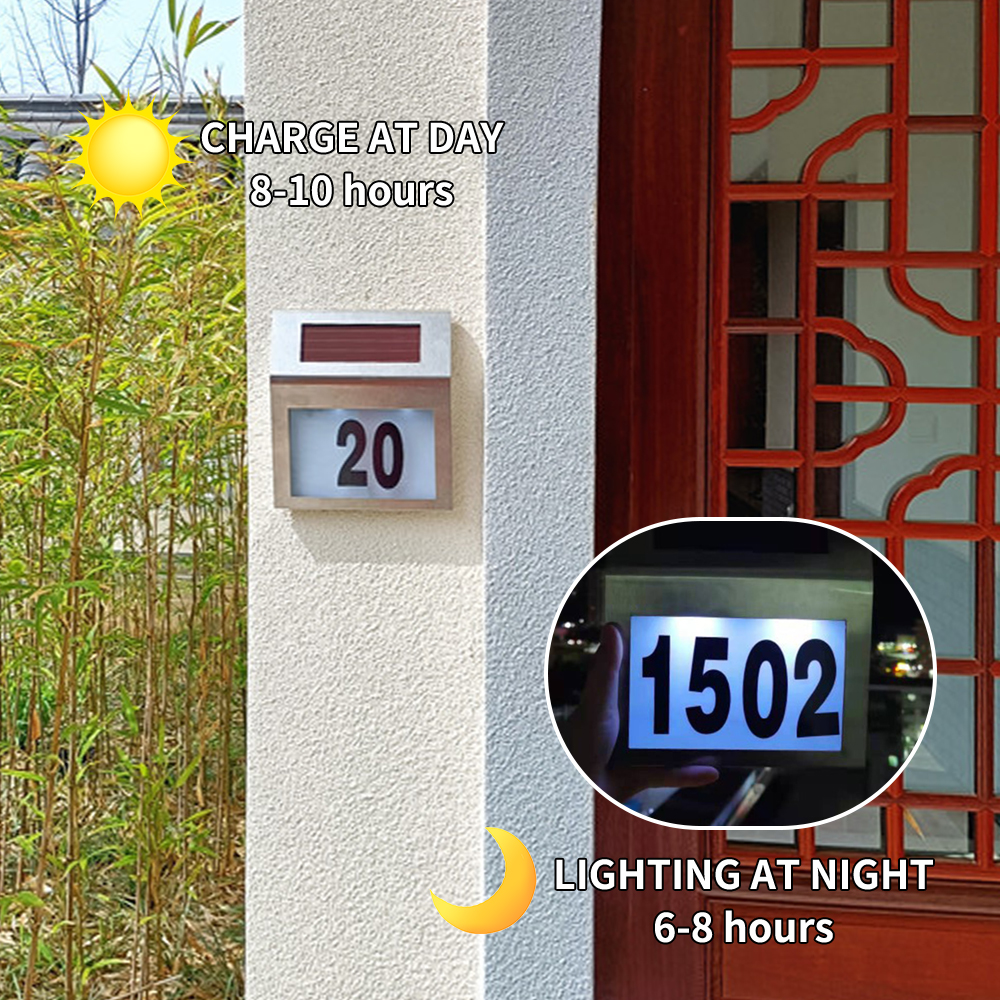 Solar Lights Outdoor solar lamp House Number Sign Lighted LEDs Doorplate Number Light for Home Yard solar garden light