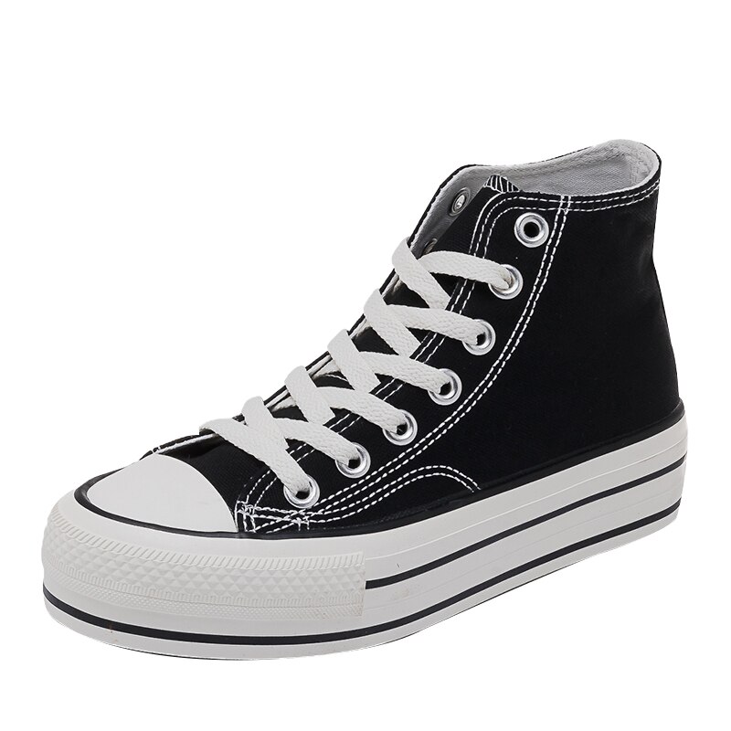 Zapatos de lona a la para mujer, zapatillas con plataforma, cómodas, transpirables, de fondo grueso, vulcanizados