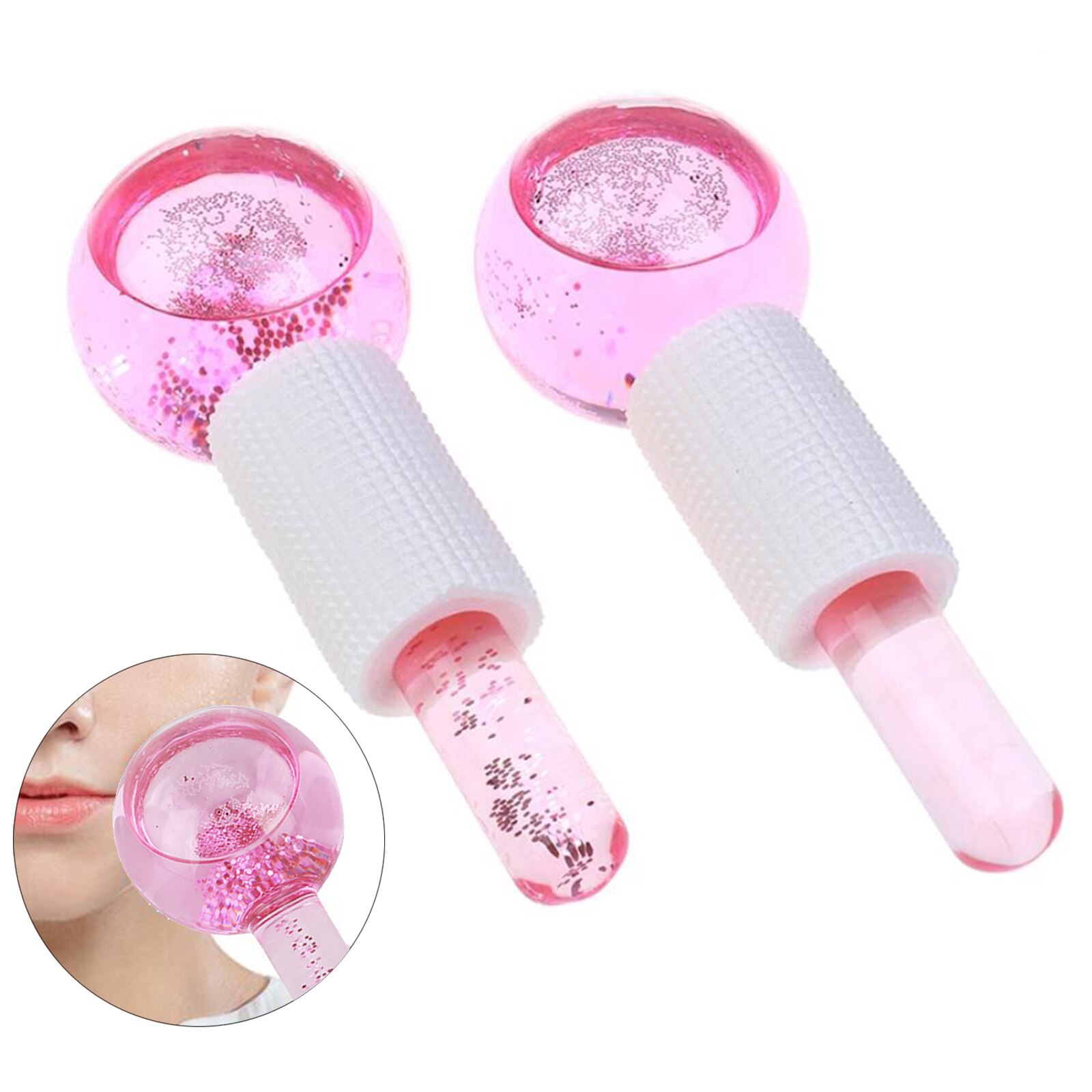 Facial Koeling Ijs Globes 2 Stuks Crystal Glas Massage Roller Voor Gezicht Eye Massage Facial Massage Gereedschap