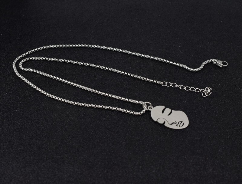 Vrouw Gezicht Hanger Ketting Rvs Kettingen Voor Vrouwen Meisje Sieraden Choker Ketting Op De Hals Vintage Accessoires