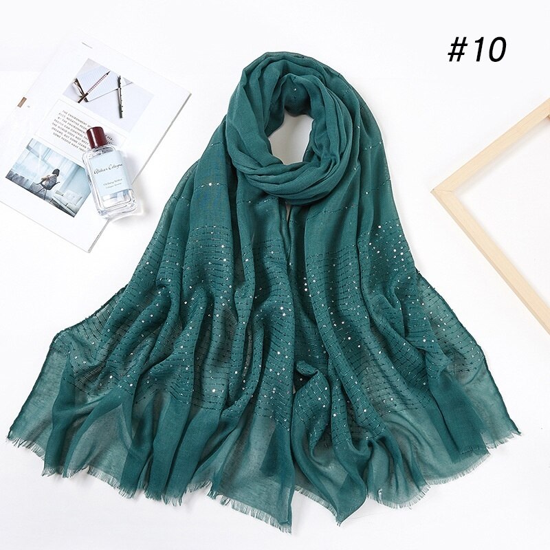 1PC Cotton And Linen Tassel Scarf Sequins Autumn And Winter Muslim Hijab Malay Headscarf