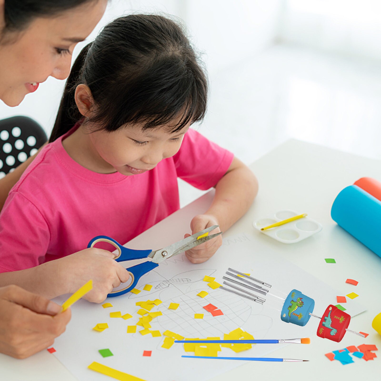 1 Set of DIY Wind Chime Making Kit Wind Chime Hanging Ornament DIY Plastic Wind Chime