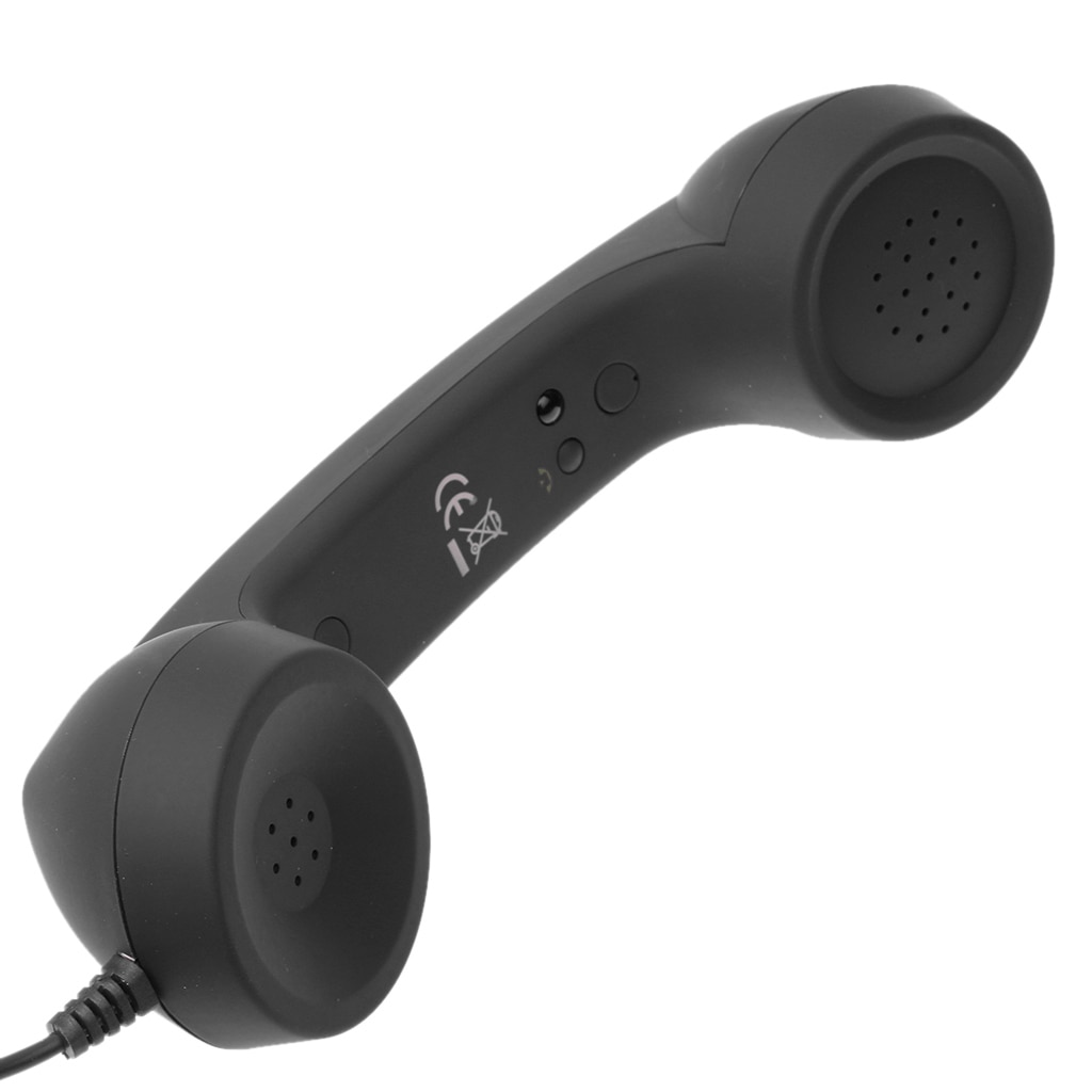 3.5mm retro telefoonhoorns, klassieke mobiele telefoonhoorn, microfoon, oortelefoon, zwart licht, luxe rubberen soft-touch
