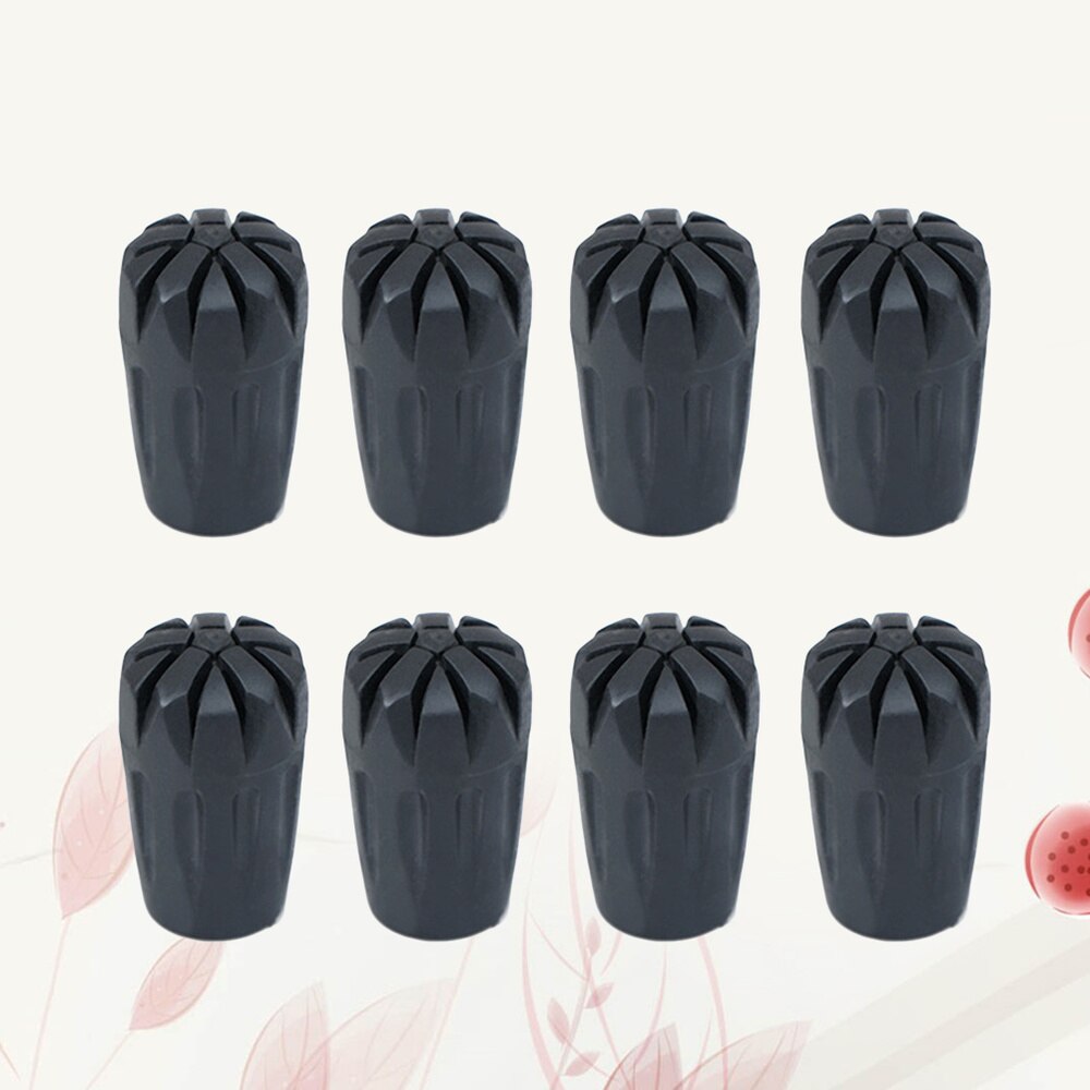 8pcs Trekking Cane Tip Black Hiking Pole Tip Rubber Tip Walking Stick Head Protector for Walking Stick Hiking Pole Trekking Cane