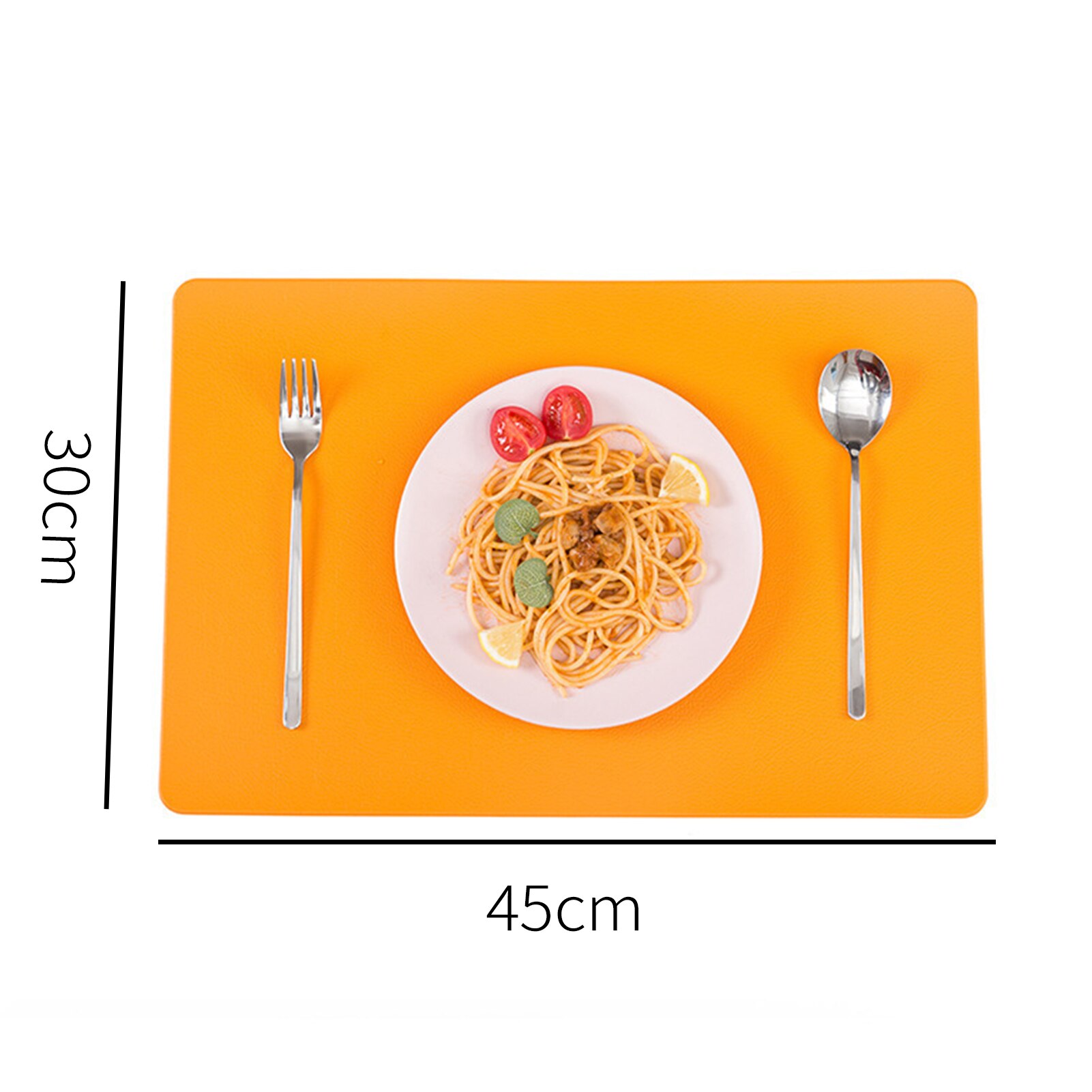 4Pcs Ins Style Waterproof Leather Placemats Table Mats Set Heat Resistant Easy Clean Washable Placemat: Orange