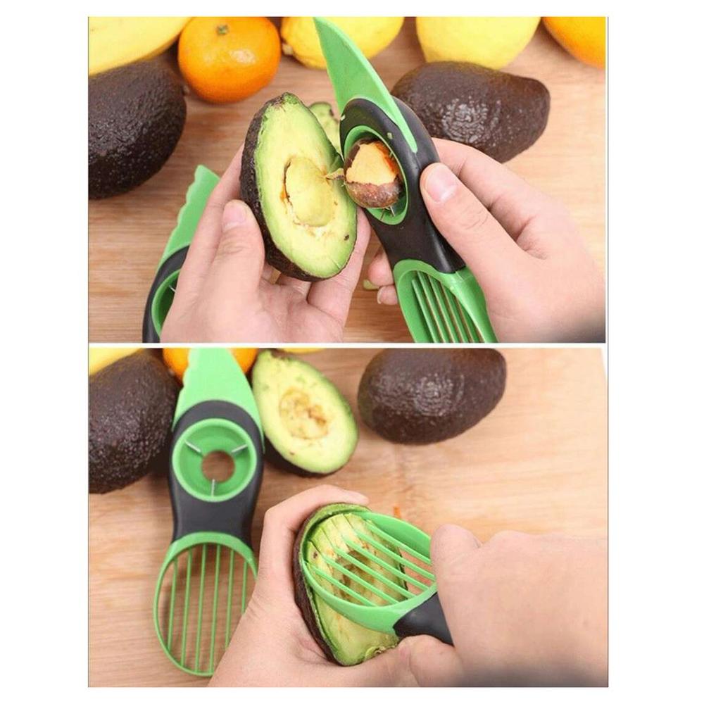 3-In-1 Multifunctionele Avocado Slicer Shea Corer Groente Fruit Slicer Cutter Separator Plastic Mes Keuken groente Gereedschap