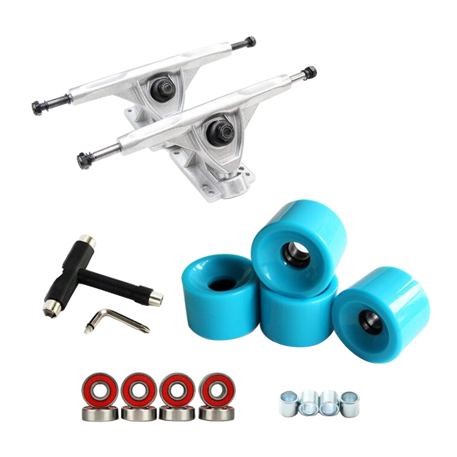 Solide Skateboard Lkw Rad Reparatur Multi-tools Installieren Montage Lager Skateboard Longboard Räder Roller Reparatur Werkzeuge: Silver Blue