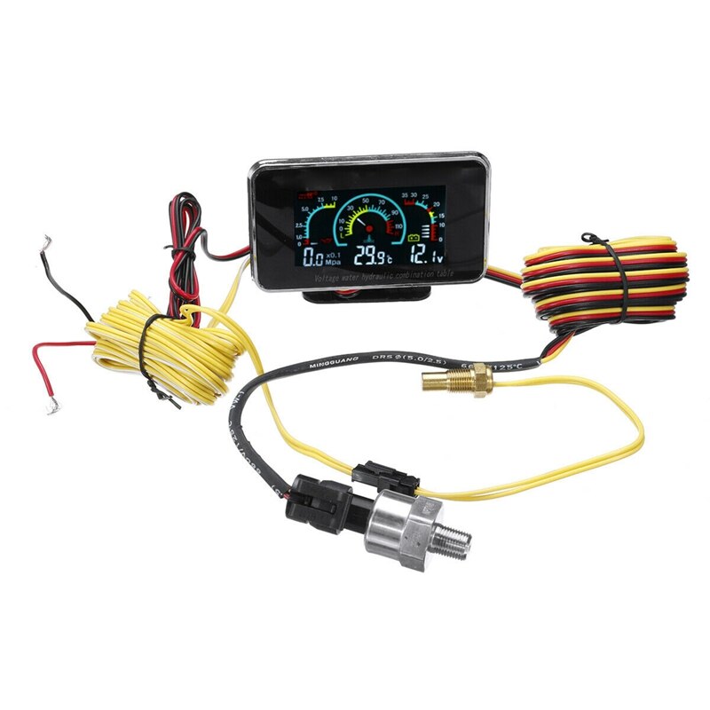 3 in1 lcd digital digital gauge voltmeter / olietryk / vand temp 12-24v universal