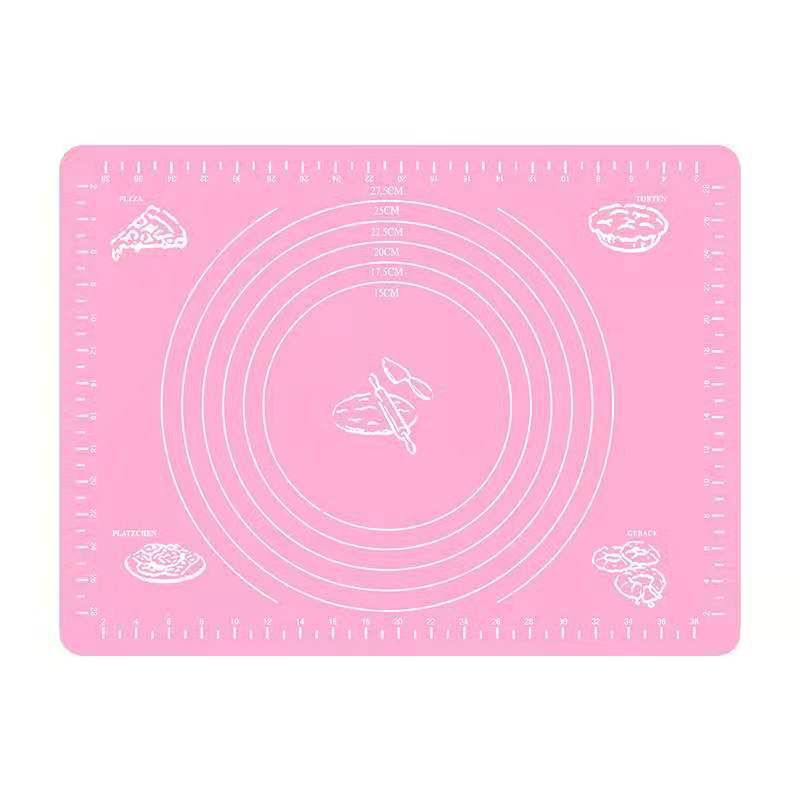 Multi-size Food Grade Silicone Kneading Pad, Baking Silicone Pad, Thickened Scaled Heat Insulation Chopping Board and Dough Pad: 40X30CM-Pink