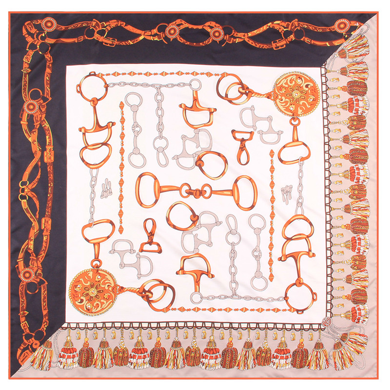 Bufanda de sarga de seda enrollada a mano Manual para mujer, pañuelos cuadrados con estampado de caballo, envolturas, Foulards rizados, Bandana Hijabs para mujer: Verde