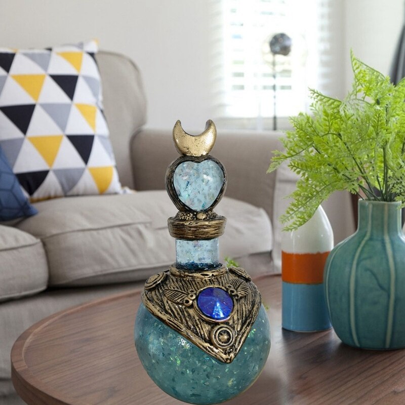 Bouteille de lune magique pour Potion magique, décoration en résine, pierres précieuses en cristal faites à la main, pour elle