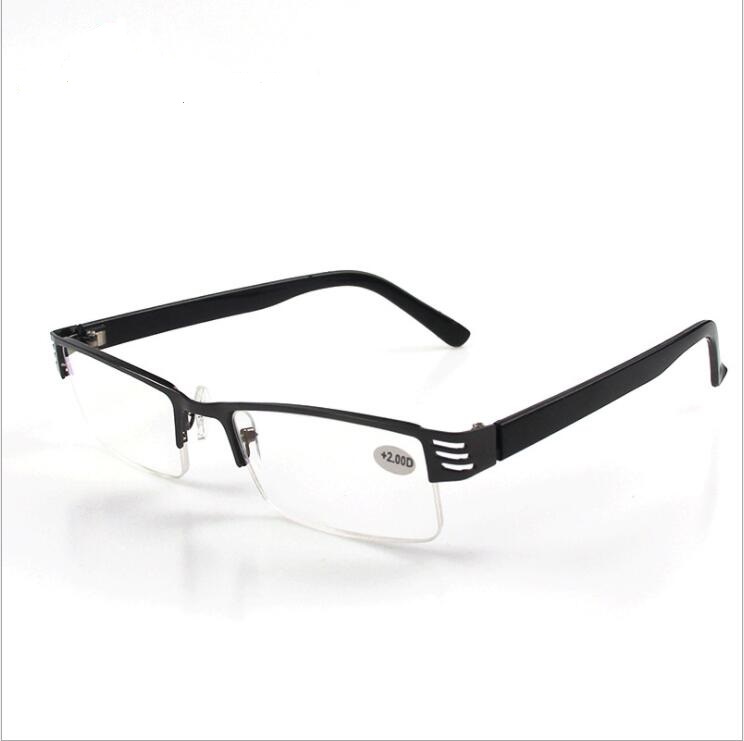 Mænds forretnings læsebriller metal halvramme briller til læsning hane retro briller diopter 1.0 1.5 2.0 2.5 3.0 3.5 4.0