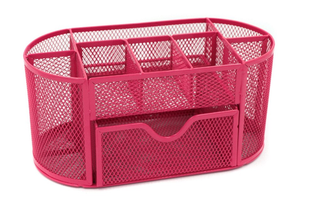 Mesh Desk Organizer Office Supply Caddy Lade met Pen Houder Collectie Roze