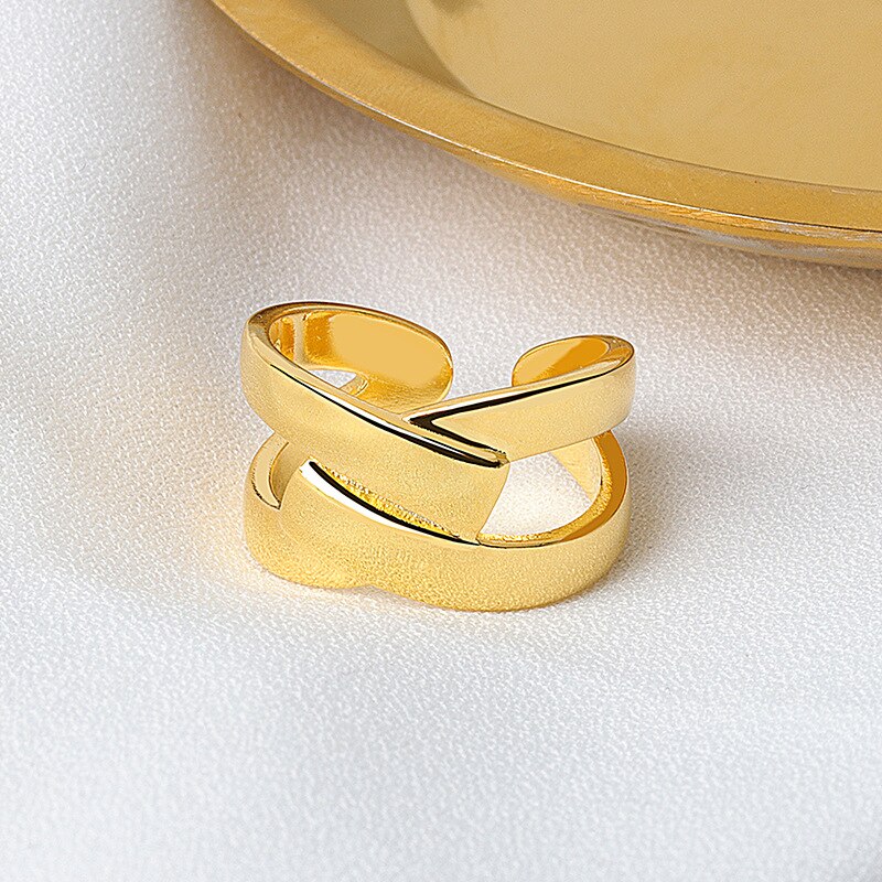De de de Plata de Ley 925 Plata geométrica interweave color oro ajustable anillos para las mujeres al por mayor de la joyería: Blanco